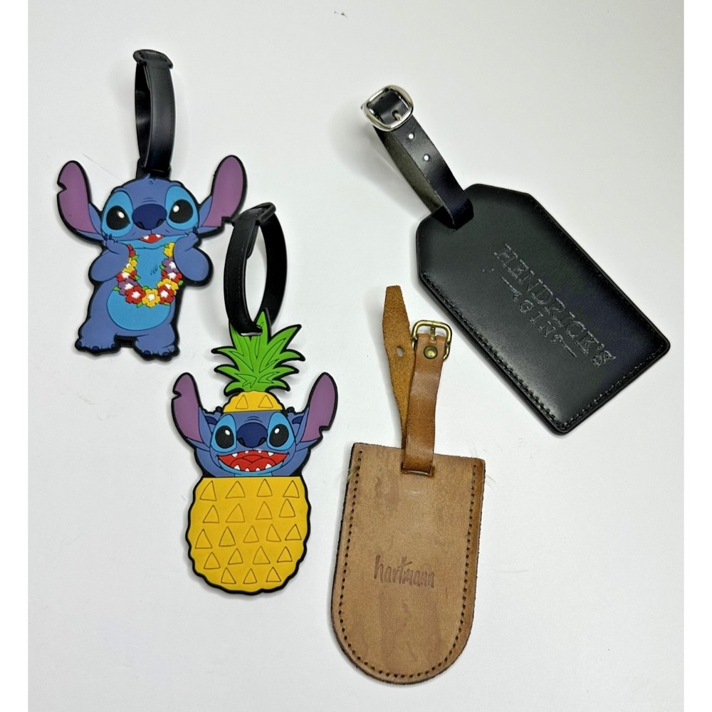 ID luggage tag lot Disney Lilo and Stitch Hartmann Leather Leeman Black Set 4
